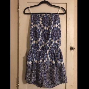 Strapless Blue Print Romper